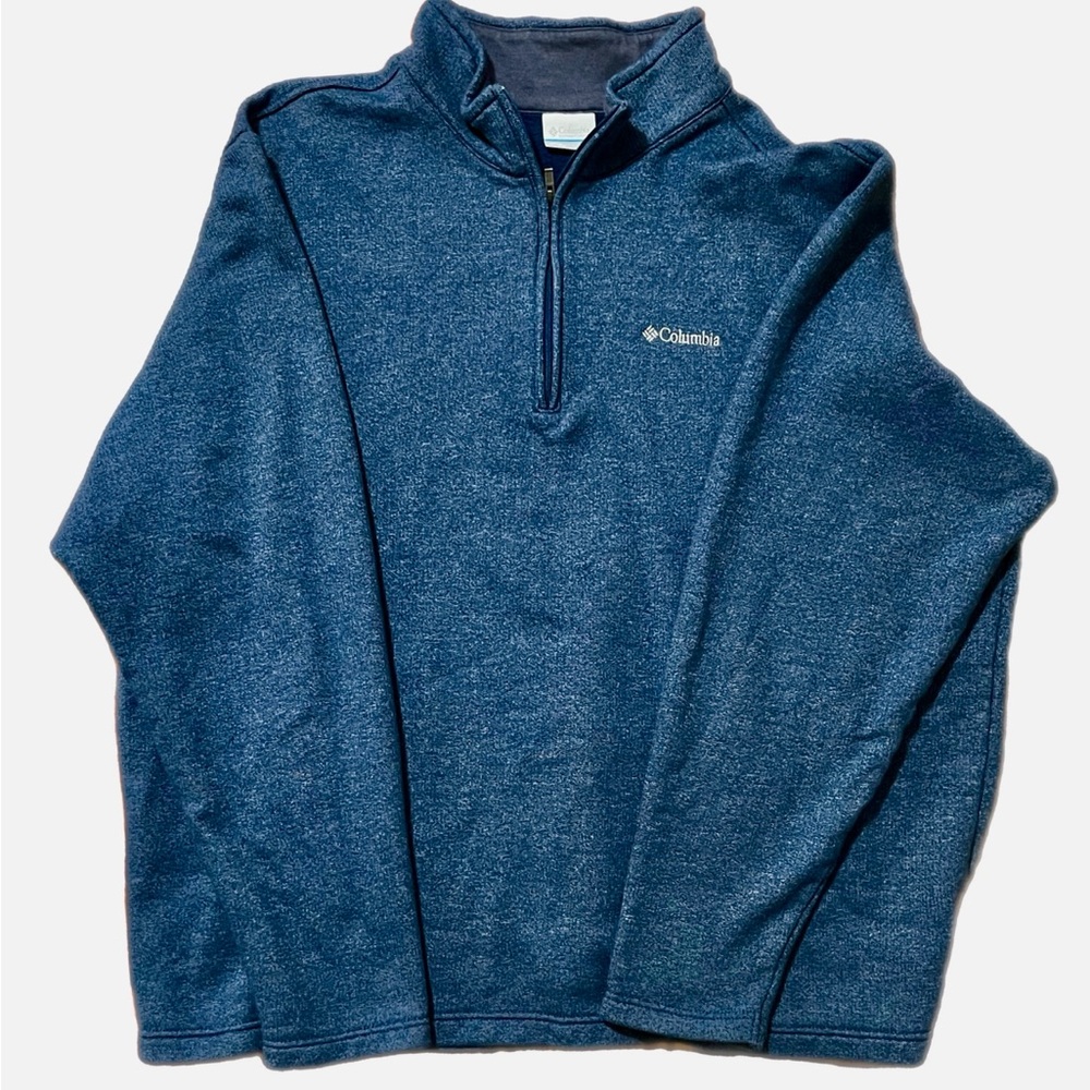 Columbia Men’s XXL (2TG) Blue 1/4 Zip Fleece Pullover Sweater Cotton Blend